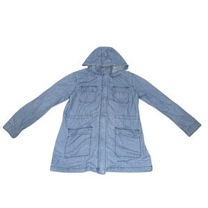 1 Sunset Lane Light Blue Hooded Denim Jacket Large